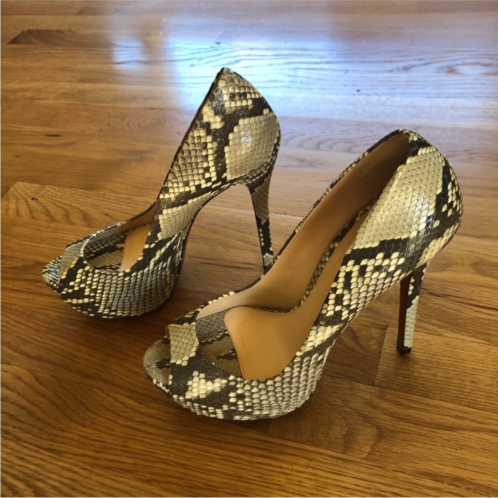 Alexandre Birman Python Peeptoe Platform Heels - Picture 3 of 7